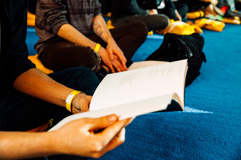 Attendees enjoys music at The Ecstatic World of Alice Coltrane Turiyasangitananda, part of Red Bull Music Academy Festival, at Knockdown Center, 52-19 Flushing Ave. in Maspeth, NY, US on 21 May 2017.