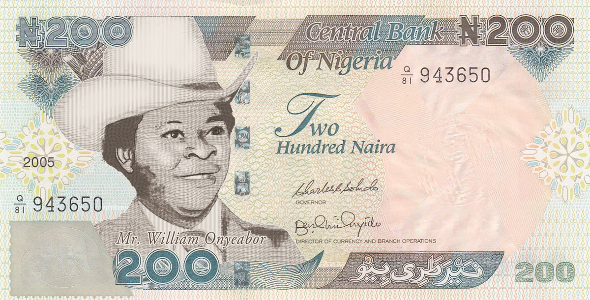 200 Naira honoring William Onyeabor